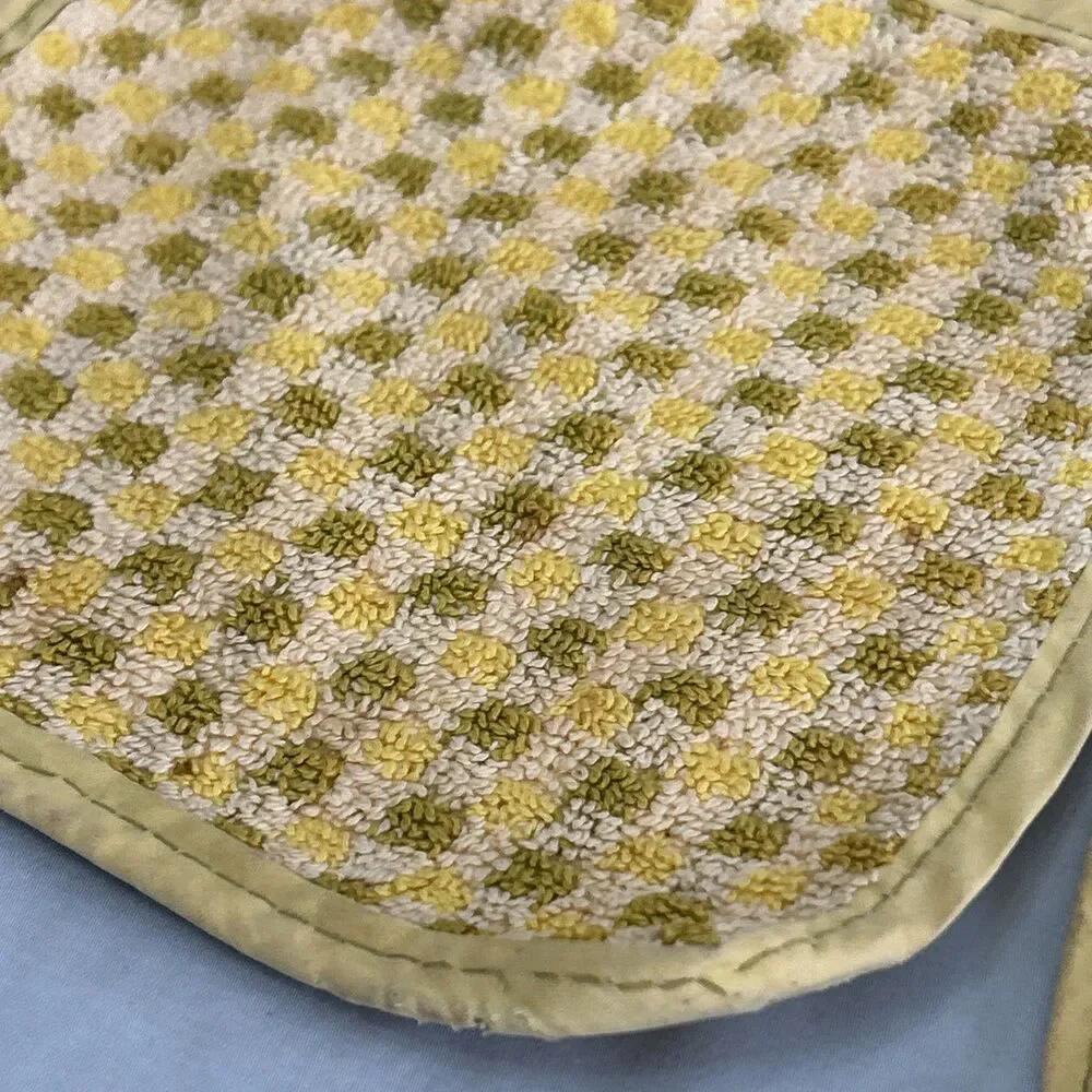 Vintage Cannon USA Cotton Terry Potholders Mustard Checkered 1970’s Distressed